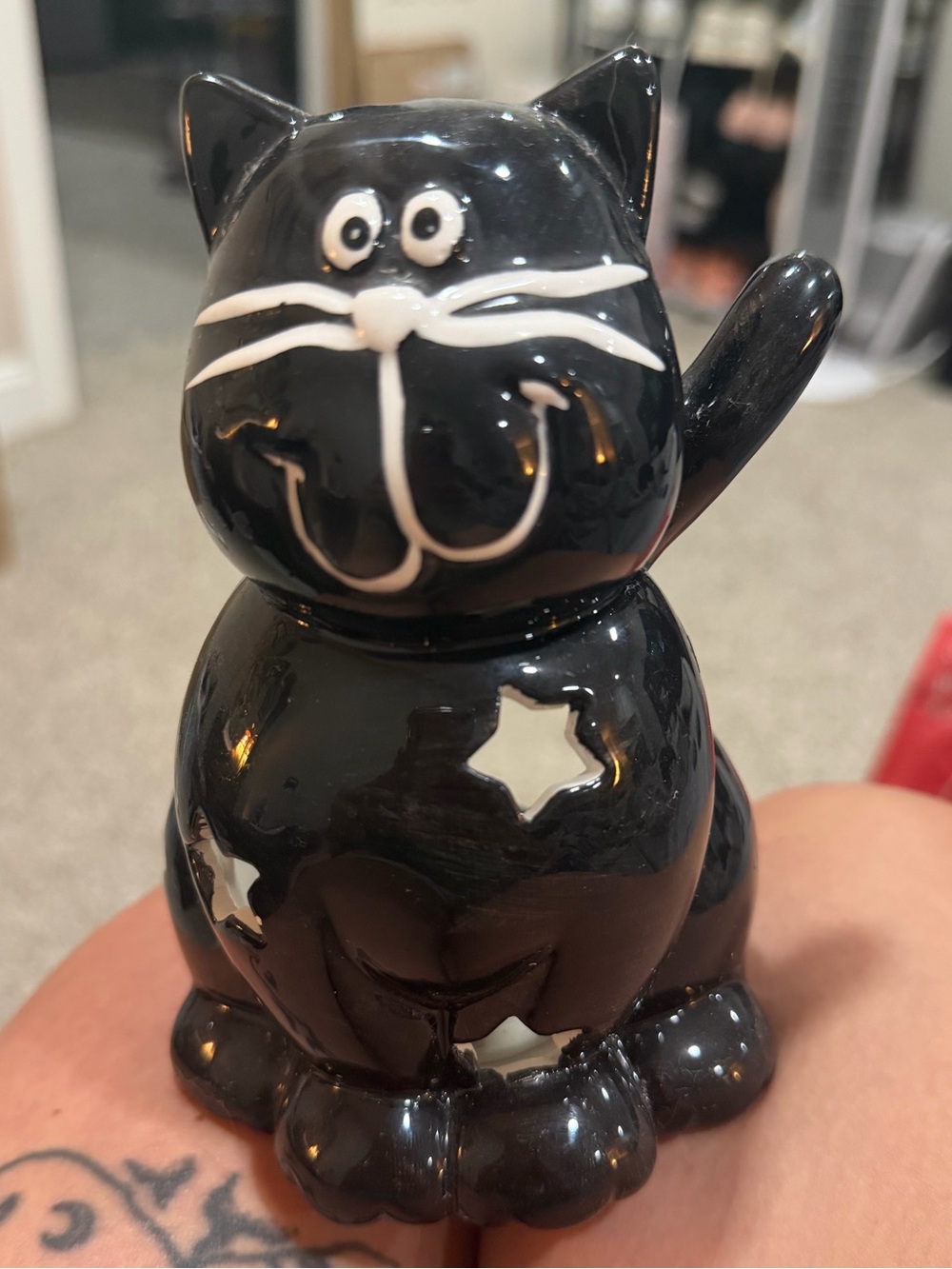 Black Cat Ceramic candle holder light for Cats